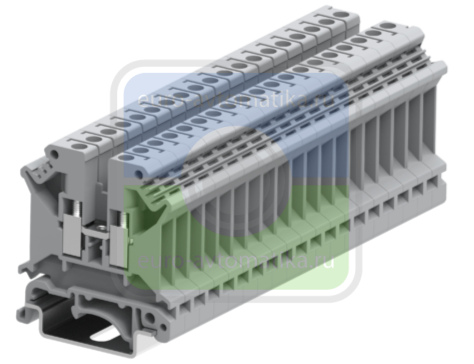 SUPU 254367 Клемма TB 1-1 на DIN-15, фронт.подключение, сечение 2,5 мм. кв., желто-зеленый