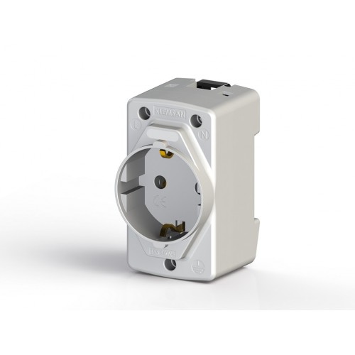 KLEMSAN 670200 Розетка на DIN-рейку, с заземлением, с индикацией, 16А, 250В; PAP-LED