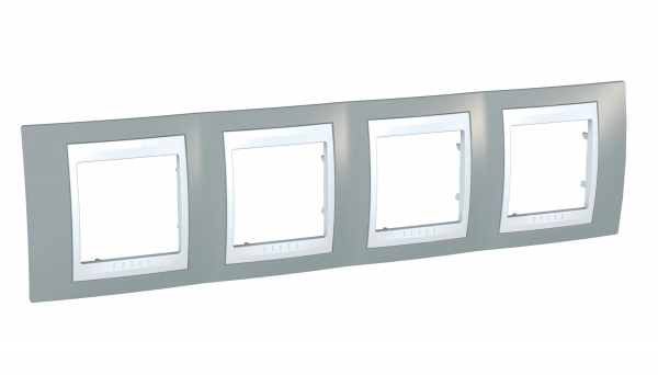 Schneider Electric MGU6.008.865 UNICA ХАМЕЛЕОН РАМКА 4-постовая, горизонтальная, БЕЛЫЙ/ СЕРЫЙ