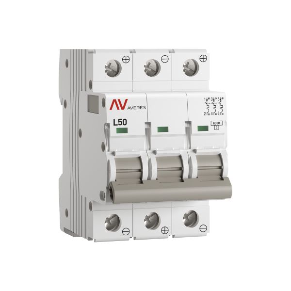 EKF mcb6-DC-3-50L-av Выключатель автоматический AV-6 DC 3P 50A (L) 6kA EKF AVERES