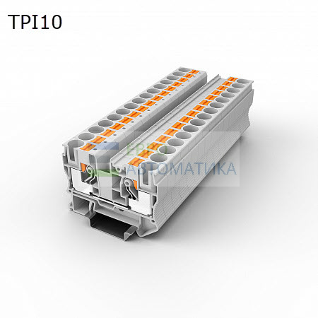 ПРОВЕНТО Клемма push-in проходная 2 контакта 10 мм2, серая (TPI10)