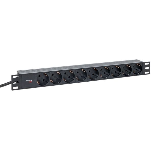 EKF TRP-HPD-PL-16A-9SH-2MSH Блок розеток PDU TERACOM PRO 19" 1U 16А/250В 9 розеток Schuko шнур питания длиной 2 метра сечение 3x1,5 мм2 вилка Schuko корпус пластик черный