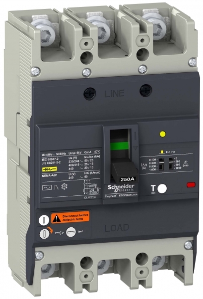 Schneider Electric EZCV250N3150 3П3Т АВТ.ВЫКЛ.С ДИФ.ЗАЩ.25 кА/415В 150 A