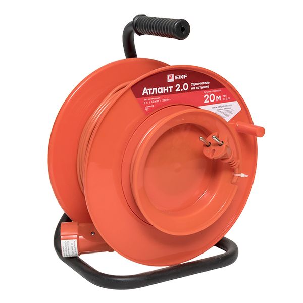 EKF UKA02-06-275-1-20 Удлинитель на катушке "Атлант 2.0" 1 гнездо 20м без заземления ПВС 2*0,75 6А/1,3кВт PROxima