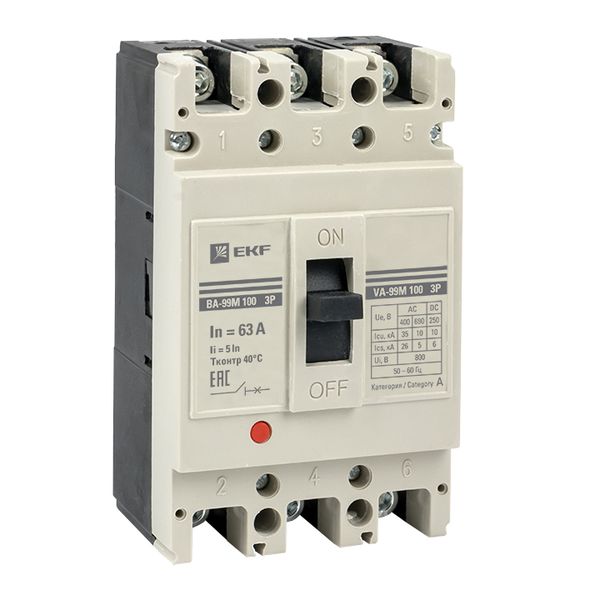 EKF mccb99-4P5In100-32m Выключатель автоматический ВА-99М 100/32А 4P 5In 35кА EKF PROxima