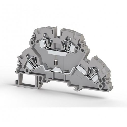 KLEMSAN 318210 Клеммник 2-х ярусный пружинный, 4 мм.кв., с диодом, (бежевый); YBK4-2FD-A