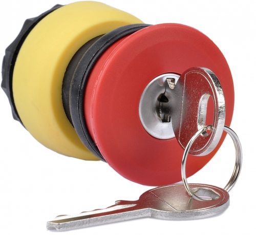 DKC 2361.0901.611.00 Взрывозащищенная насадка-грибовидная. аварийная кнопка с ключом. Положение фиксирующего паза 270°