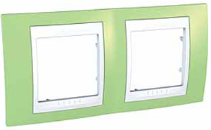 Schneider Electric MGU6.004.863 UNICA ХАМЕЛЕОН РАМКА 2-постовая, горизонтальная, БЕЛЫЙ/ ЗЕЛЕНОЕ ЯБЛОКО