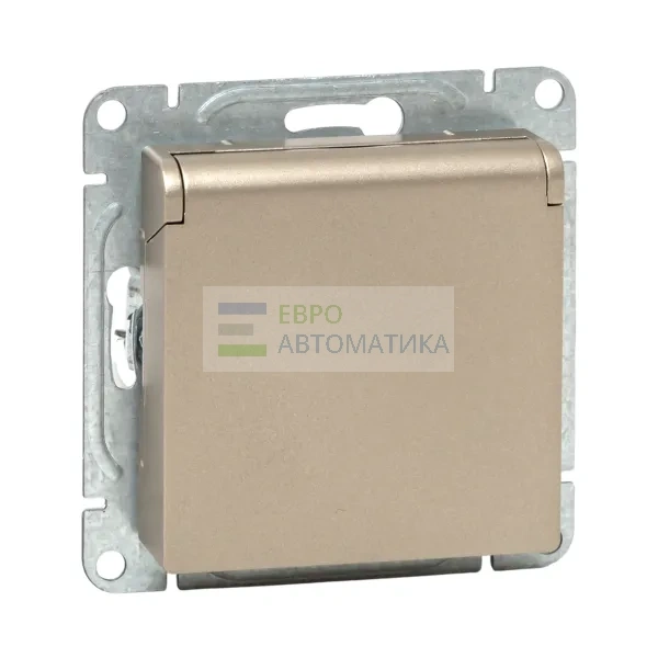 EKF UP1-SOC-111-44 Механизм розетки, 16А, IP44, с заземлением, со шторками, c крышкой, шампань Эпика EKF