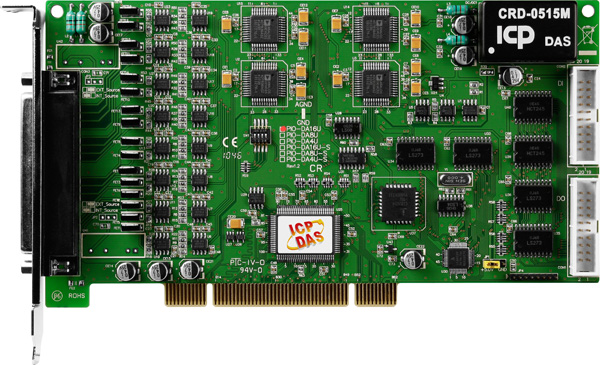 ICP DAS Плата PIO-DA16U CR Universal PCI 16-channel D/A board Includes one CA-4002 D-Sub connector