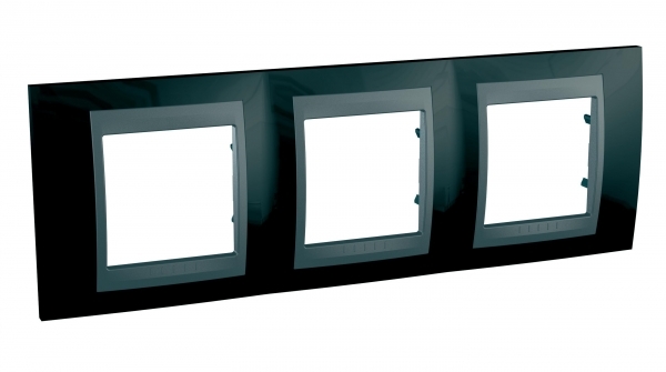 Schneider Electric MGU66.006.293 UNICA TOP РАМКА 3-постовая, горизонтальная, ГРАФИТ/РОДИЙ