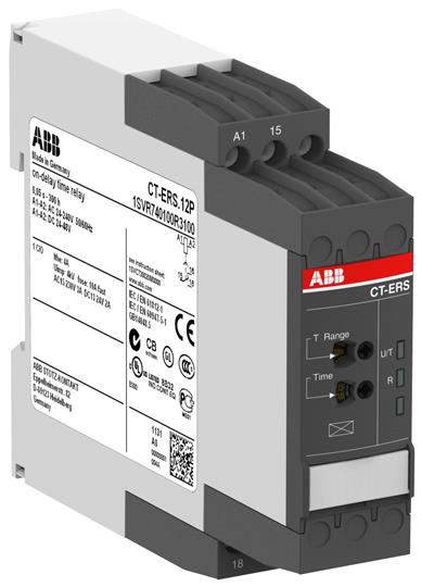 ABB 1SVR740100R3100 Реле времени CT-ERS.12P (задержка на включ.) 24-240B AC, 24-48B DC, 0.05c..300ч, 1ПК, пружинные клеммы