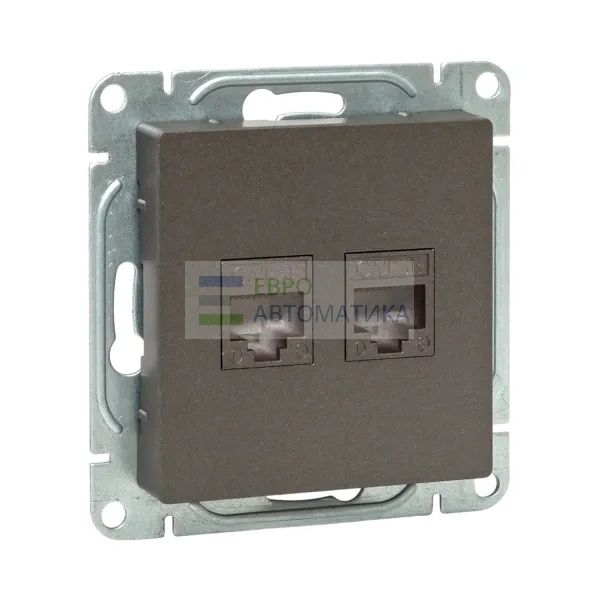 EKF UP1-SOM-2RJ45-5 Механизм розетки RJ45 - 2шт, (cat5), мокко Эпика EKF