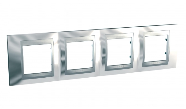 Schneider Electric MGU66.008.010 UNICA TOP РАМКА 4-постовая, горизонтальная, АЛЮМИНИЙ/ХРОМ ГЛЯНЦЕВЫЙ