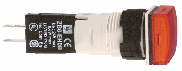 СИГН. ЛАМПА 16ММ 12-24В КРАСНАЯ КВАДР.