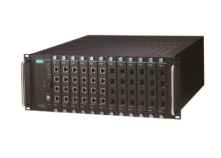 MOXA Шасси коммутатора Layer 3 Full Gigabit managed Ethernet switch with 12 slots for 4-port 10/100/1000BaseT(X) module or 4-port 100/1000BaseSFP slot module, 2 isolated power supplies (85 to 264 VAC), t: -10/60