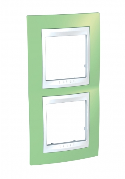 Schneider Electric MGU6.004V.863 UNICA ХАМЕЛЕОН РАМКА 2-постовая, вертикальная, БЕЛЫЙ/ ЗЕЛЕНОЕ ЯБЛОКО