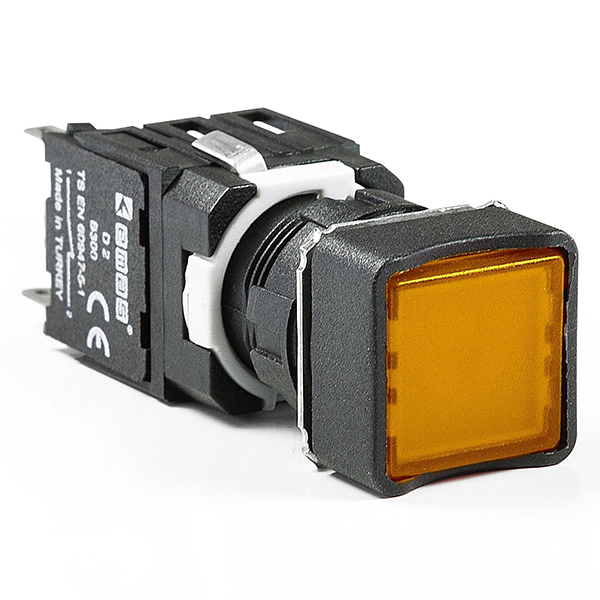 D100KDS Кнопка нажимная, возвратная, квадратная, жёлтая (1НО)