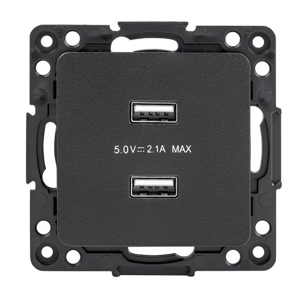 EKF EZR16-028-10-2USB Стокгольм Механизм Розетки USB 2-местной 2,1А винтовые клеммы черный EKF PROxima