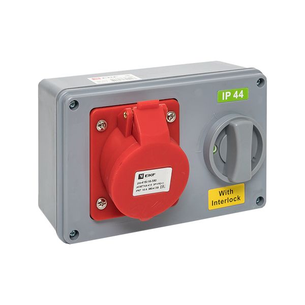 EKF ps-1415-16-380 Розетка с блокировкой и выключателем 1415 3Р+РЕ+N 16А 380В IP44 EKF