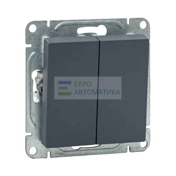 EKF UP1-SWG-23 Механизм выключателя, двухклавишный, кнопочный, графит Эпика EKF