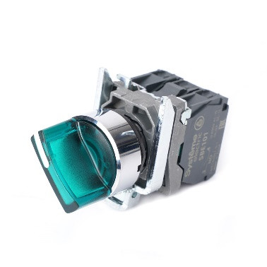 Systeme Electric SB4BK133M5 Пер-ль SB4 с подсвет в сборе 22мм 3поз зел с фикс металл 230ВАС 1НО+1НЗ