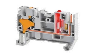 KLEMSAN 328819 Клеммник пружинный быстрозажимной (Push in) - разъемный, 2,5 мм.кв., с индикатором, (серый); PRD 2,5PCLD-24V AC/DC