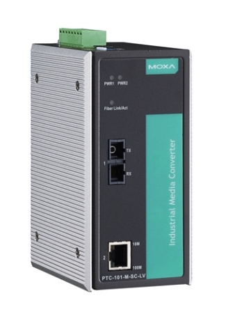 MOXA Конвертер PTC-101-S-SC-HV Industrial 10/100BaseT(X) to 100BaseFX media converter, single-mode with SC connector, 1 isolated power supply (88-300 VDC or 85-264 VAC),t: -40/85