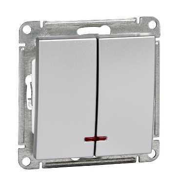 Schneider Electric VS510-251-5-86 W59 2-клавишный ВЫКЛЮЧАТЕЛЬ с подсв. 10АХ, механизм, МАТОВЫЙ ХРОМ