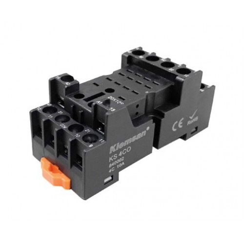 KLEMSAN 820171 KS 4CO; Монтажная колодка на Дин-Рейку для реле KRM, KMY; 4C, 10А