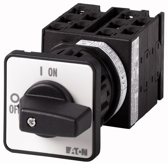 Переключатели подключения амперметра, контакты: 9, 20 A, 3 преобразователя, Передняя панель: 3-0-1-2, 90 °, с фиксацией, Центральный монтаж (T0-5-8038/EZ)