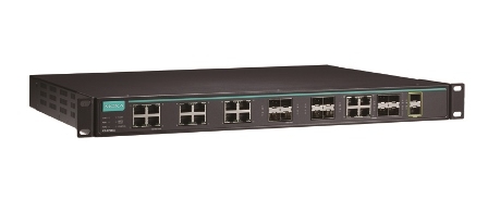 MOXA Коммутатор ICS-G7826A-8GSFP-2XG-HV-HV-T Layer 3 full Gigabit managed Ethernet switch with 12 10/100/1000BaseT(X) ports, 8 100/1000BaseSFP slots, 4 10/100/1000BaseT(X) or 100/1000BaseSFP slot combo ports, and 2 10GbE SFP+ slots, 2 isolated power suppl