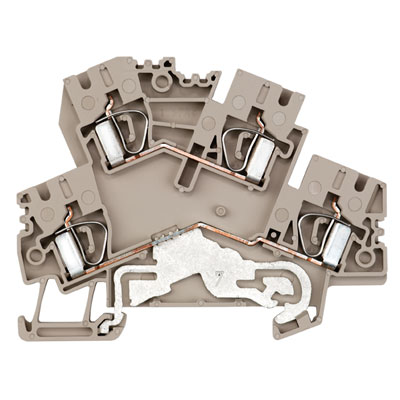 Weidmuller 8671120000 ZDK 4-2/DU-PE Исполнение: Проходная клемма, Двухуровневая клемма, Пружинное соединение, 4 мм.кв, 800 V, 32 A, Темно-бежевый