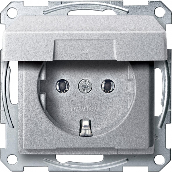 Schneider Electric MTN2311-0460 MERTEN МЕХАНИЗМ розетки с крышкой б/шт, АЛЮМИНИЙ, QF SM
