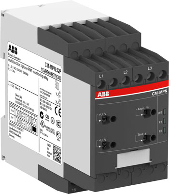ABB 1SVR750489R8300 Реле контроля CM-MPN.72S без контр нуля, Umin/Umax=3х530-660В/690- 820BAC, 2ПК, винтовые клеммы