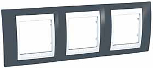 Schneider Electric MGU6.006.877 UNICA ХАМЕЛЕОН РАМКА 3-постовая, горизонтальная, БЕЛЫЙ/ СЕРО-ЗЕЛЕНЫЙ