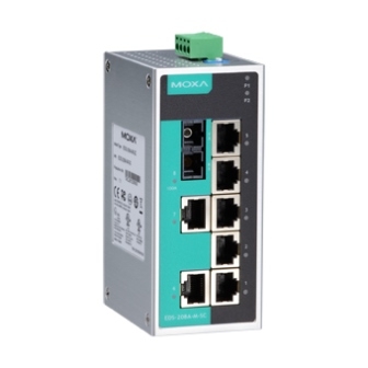 MOXA Коммутатор EDS-208A-S-SC-T 8 port switch, 7 x 10/100 TX, 1 x 100 FX (singlemode), dual power, t:-40/+75