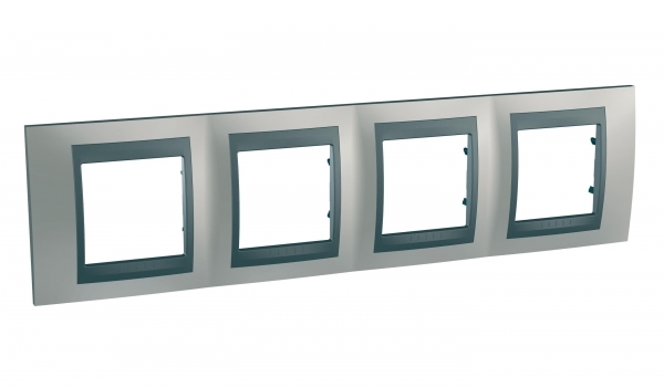 Schneider Electric MGU66.008.239 UNICA TOP РАМКА 4-постовая, горизонтальная, ГРАФИТ/НИКЕЛЬ