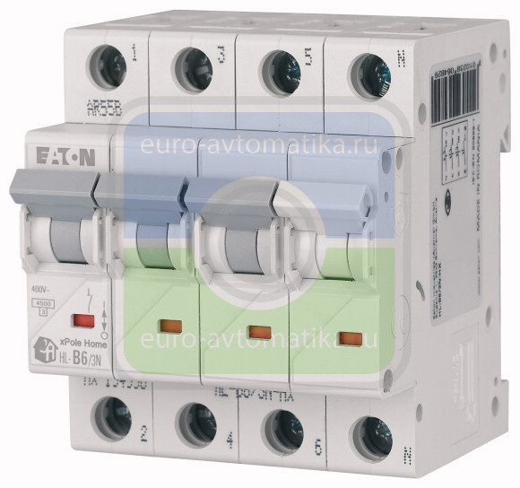 HL-C40/3N Модульный автоматический выключатель, 3N-полюс, кривая отключения C, номинальный ток 40А