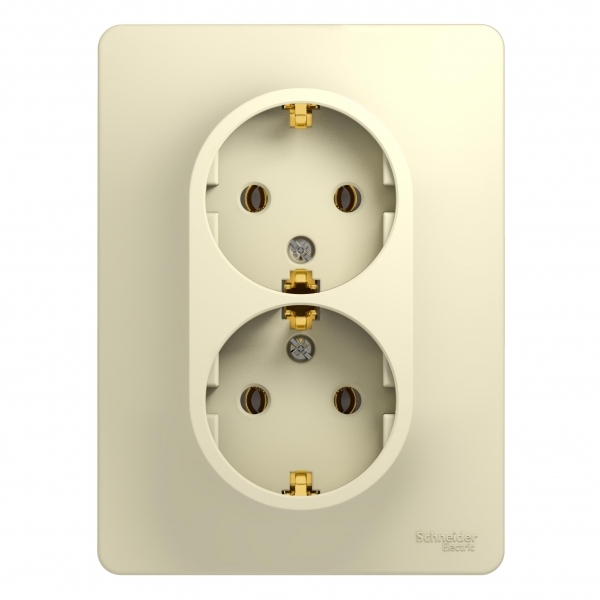 Systeme Electric GSL000224 GLOSSA РОЗЕТКА двойная с заземлением, 16А, в сборе, БЕЖЕВЫЙ