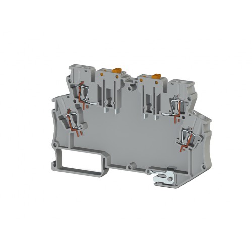 KLEMSAN 327059 Клемма для произвольной электронной схемы 2 входа, 2 выхода, с двухсторонним размыкателем, c заземлением, 4 мм.кв., (Серый); MDB 4KE