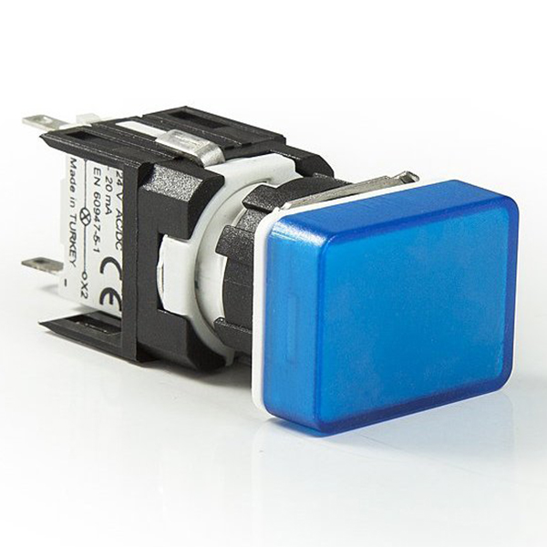 D070DXM Сигнальная арматура 16 мм, прямоугольная 12-24 AC/DC синяя