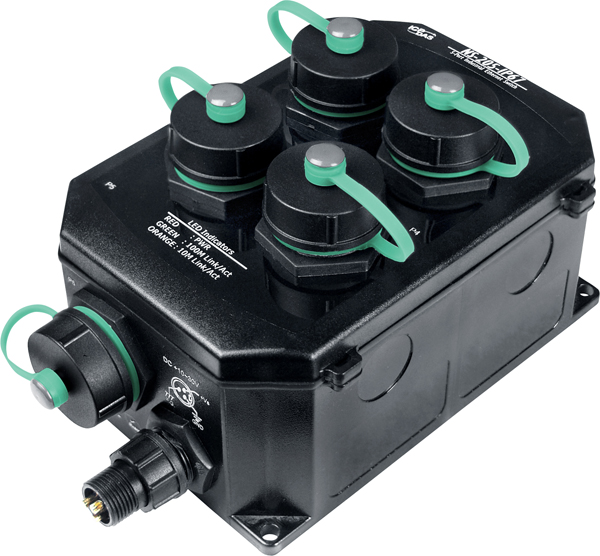 ICP DAS Коммутатор NS-205PSE-IP67 CR Industrial 5-port unmanaged IP67 Ethernet switch with PoE Includes IP67 RJ45 Plug x 5, IP6