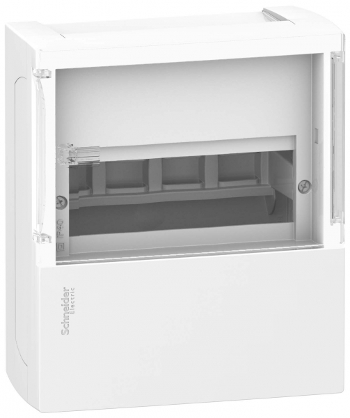 Schneider Electric MIP12108S MINI PRAGMA ЩИТ НАВЕСНОЙ С ПРОЗРАЧ. ДВ. 1РЯД/8МОД,IP40,IK07,63А,2 клеммы,Италия