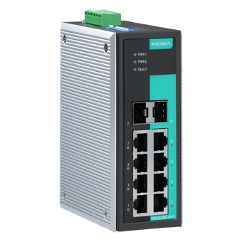 MOXA Коммутатор EDS-G308-2SFP-T Gigabit Ethernet switch with 6 ports and 2 slot combo ports, -40 to 75°C