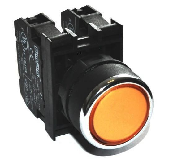 Кнопка с подсветкой-светодиод  желтая B182DS