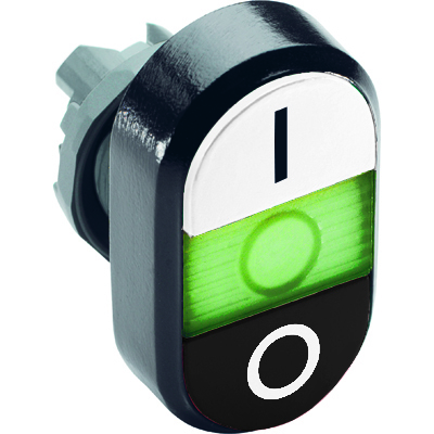 ABB 1SFA611135R1102 Кнопка двойная MPD6-11G (белая/черная) зеленая линза с текстом ( I/O)