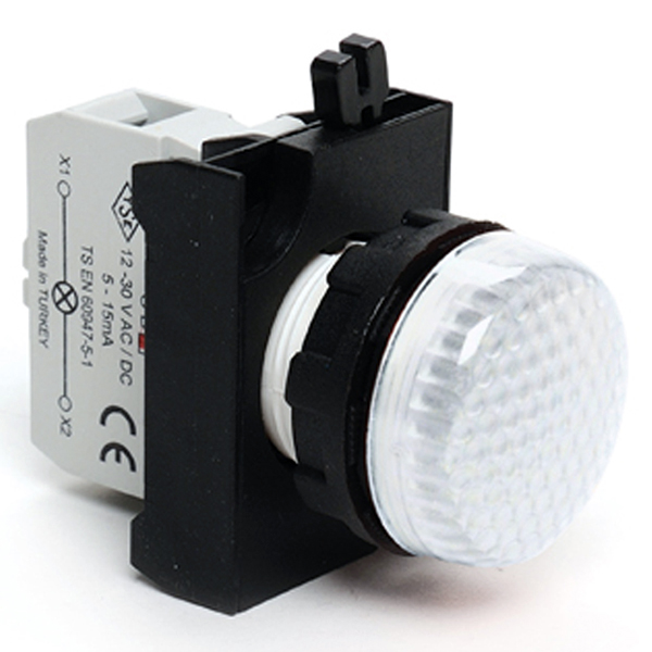 Арматура сигнальная белая со светодиодом 48 V AC/DC