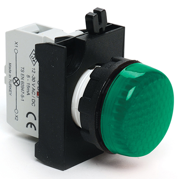 CP090XY Арматура сигнальная зеленая со светодиодом 12-30 В перем. и пост. тока