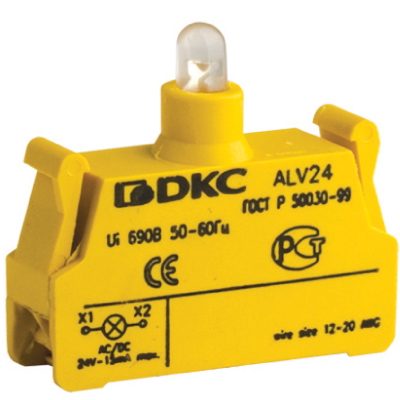 DKC ALV24 Контактный  блок с клеммным безвинтовым зажимом со светодиодом на 24В